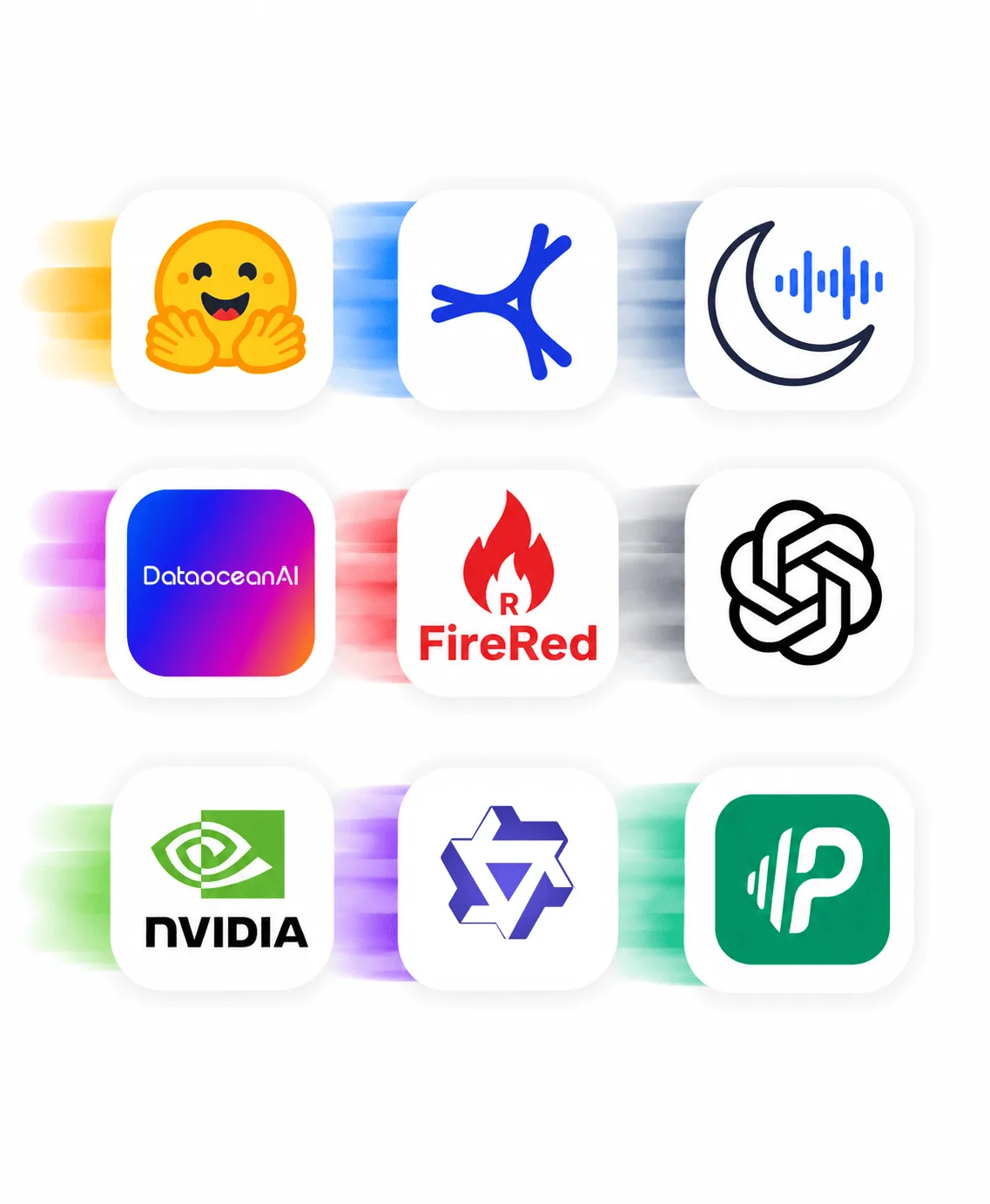 Speech recognition model providers supported by OpenASR, including Hugging Face, Moonshine, FireRedTeam, OpenAI, NVIDIA, DataoceanAI and Paraformer