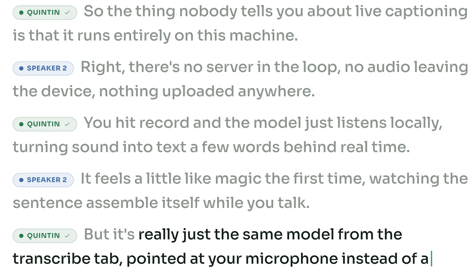 OpenASR automatically separates and labels transcript text from different speakers